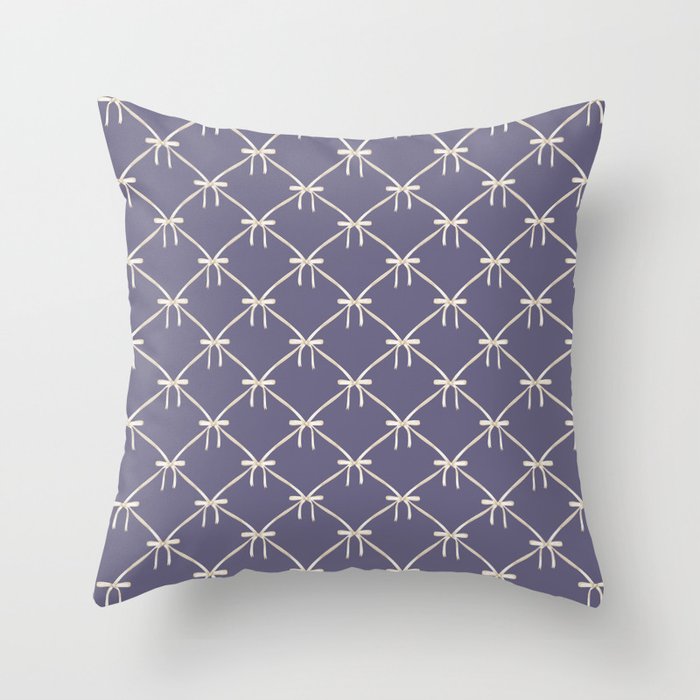 Bows & Ribbons Pattern XXXIII Neutral Lavender Purple Throw Pillow Gallery Image 6