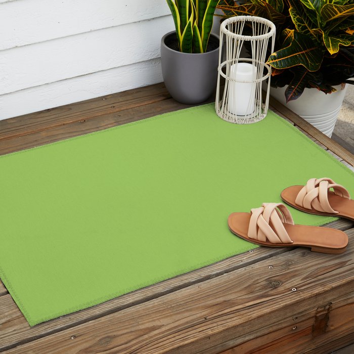 Light Green Lime Solid Color Outdoor Rug Gallery Image 2