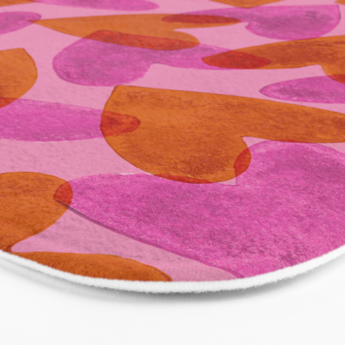 Linocut Hearts / Pink & Orange Bath Mat Gallery Image 3