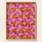 Linocut Hearts / Pink & Orange Serving Tray Gallery Image 1