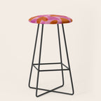 Linocut Hearts / Pink & Orange Stool Gallery Image 1