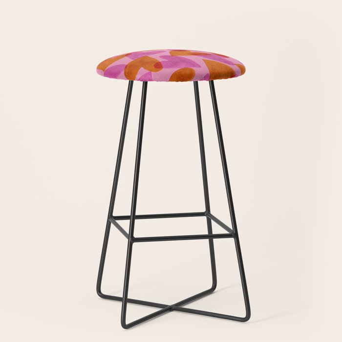 Linocut Hearts / Pink & Orange Stool Gallery Image 1