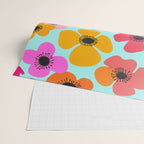 Midcentury Playful Botanical Bold Multicolor Retro Flowers Turquoise Wrapping Paper Gallery Image 2