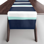 Ocean, Stripe Abstract Pattern, Navy, Aqua, Gray Table Runner Gallery Image 1