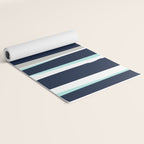 Ocean, Stripe Abstract Pattern, Navy, Aqua, Gray Yoga Mat Gallery Image 2