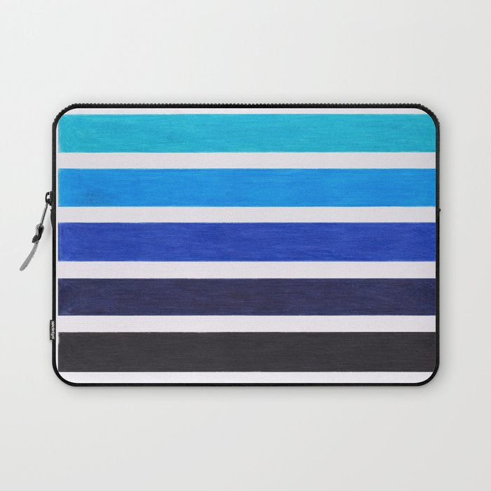 Colorful Blue Stripe Pattern Laptop Sleeve Gallery Image 1