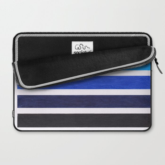 Colorful Blue Stripe Pattern Laptop Sleeve Gallery Image 2