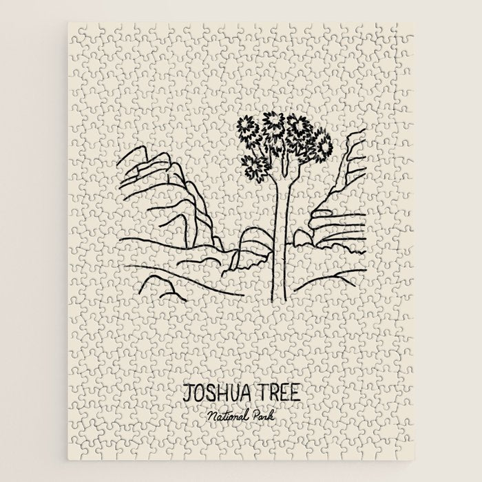 Joshua Tree National Park Black on Cream Jigsaw Puzzle Gallery Image 1