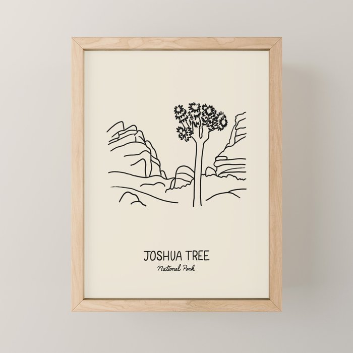 Joshua Tree National Park Black on Cream Mini Art Print Gallery Image 1