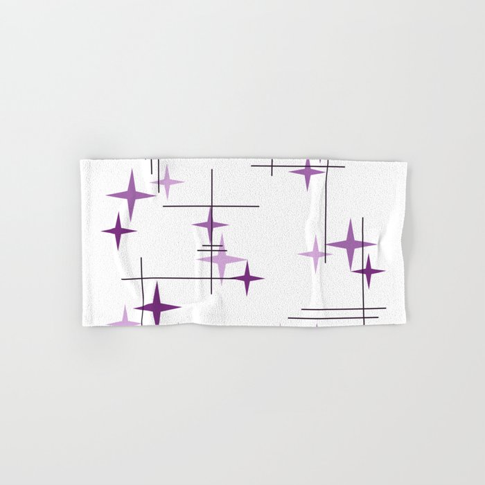Mid Century Modern Stars Purple Bath Towel Gallery Image 1