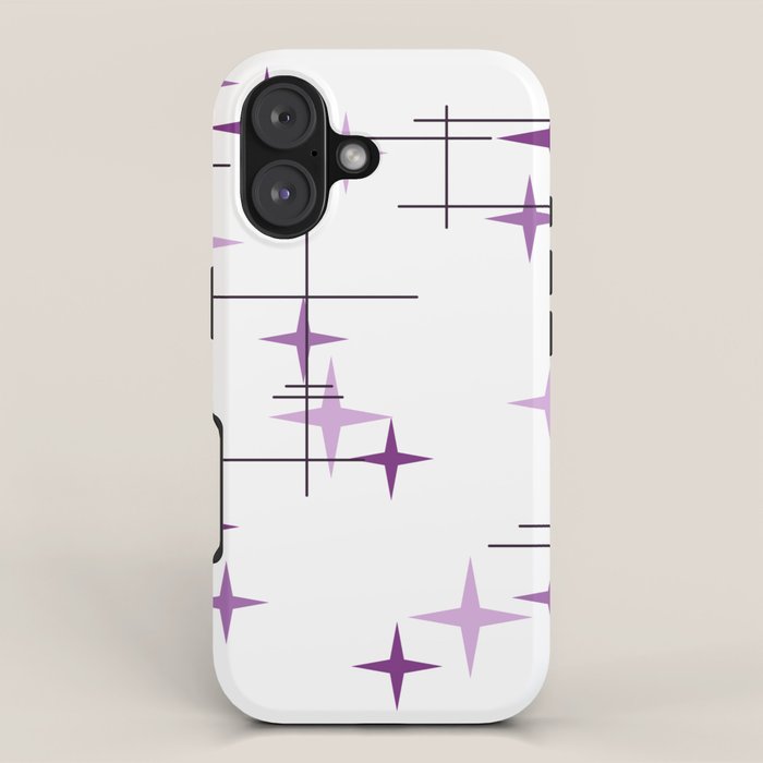 Mid Century Modern Stars Purple iPhone Case Gallery Image 1