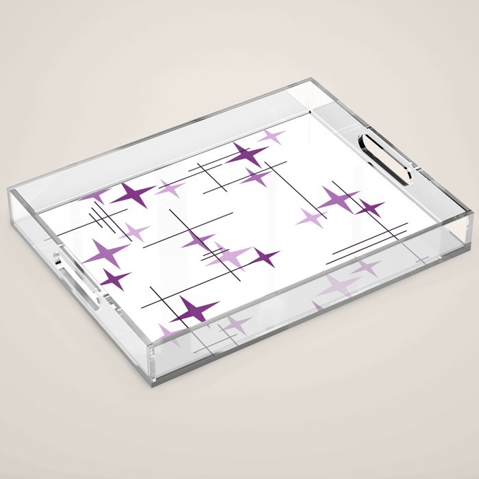 Mid Century Modern Stars Purple Acrylic Tray Gallery Image 1