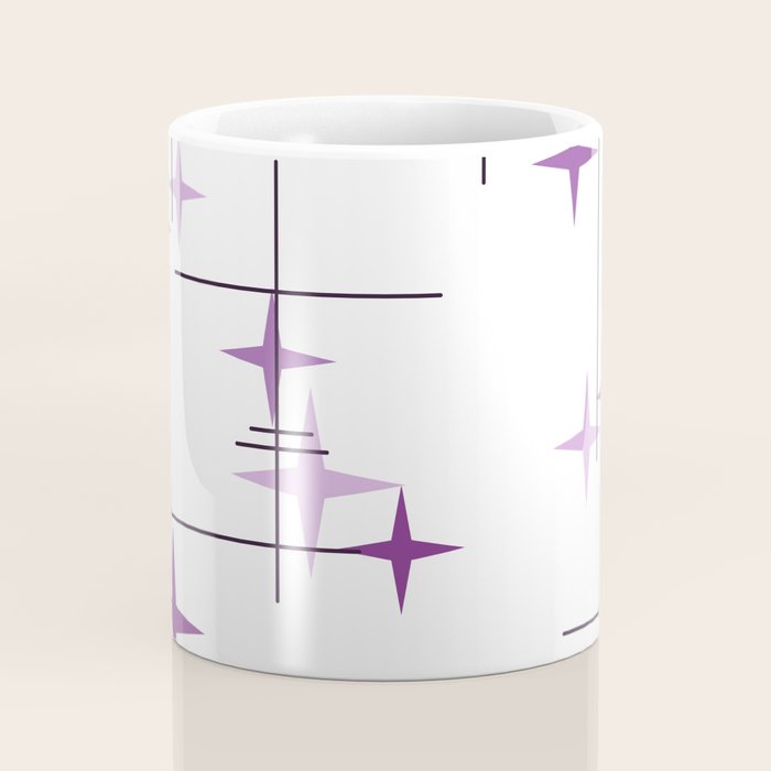 Mid Century Modern Stars Purple Coffee Mug Gallery Image 4