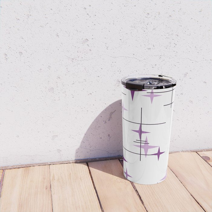 Mid Century Modern Stars Purple Travel Mug Gallery Image 4