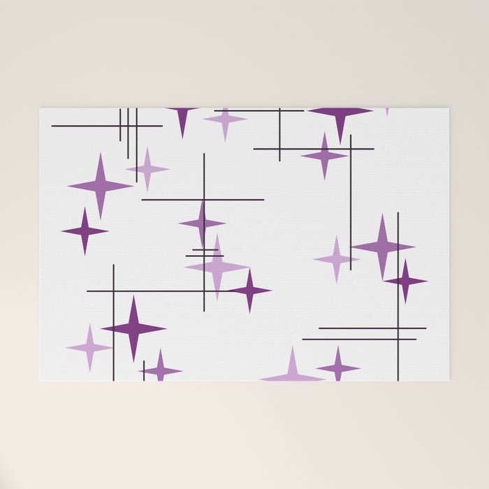 Mid Century Modern Stars Purple Welcome Mat Gallery Image 1