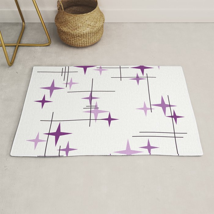 Mid Century Modern Stars Purple Rug Gallery Image 1