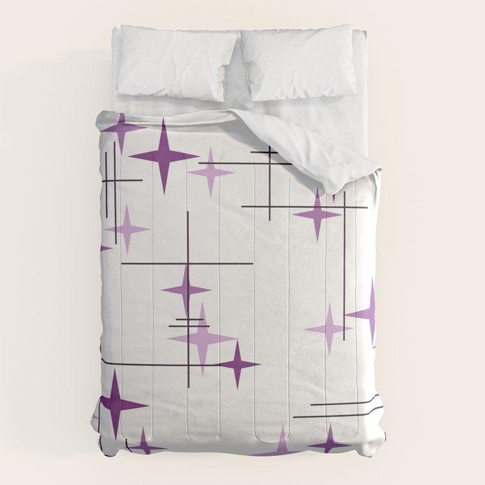 Mid Century Modern Stars Purple Comforter Gallery Image 1
