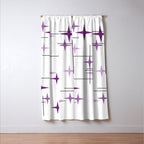 Mid Century Modern Stars Purple Window Curtain Gallery Image 3