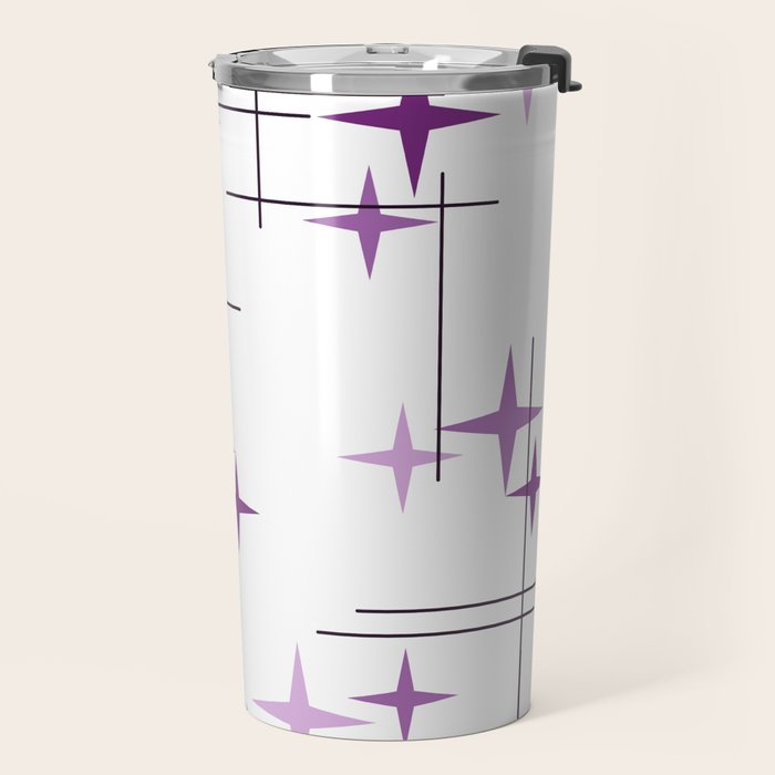 Mid Century Modern Stars Purple Travel Mug Gallery Image 2