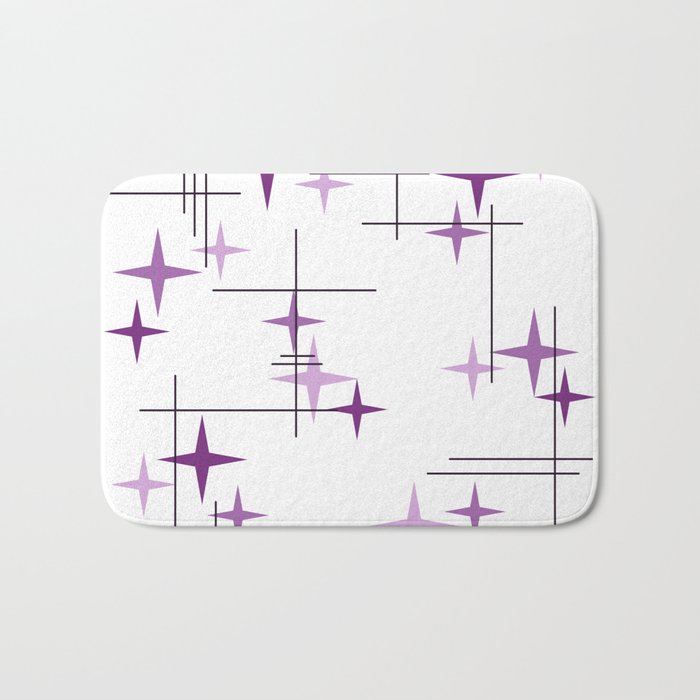 Mid Century Modern Stars Purple Bath Mat Gallery Image 1
