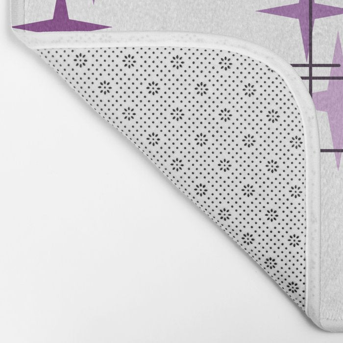 Mid Century Modern Stars Purple Bath Mat Gallery Image 2