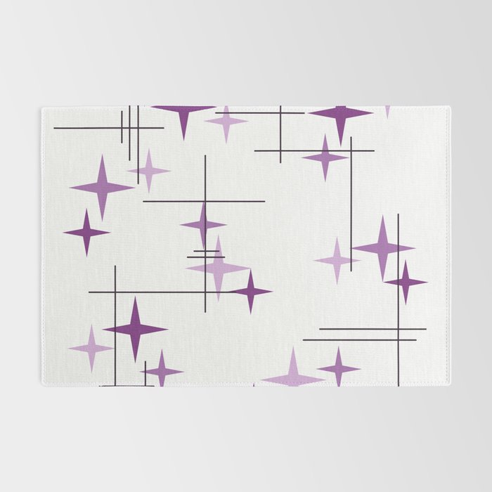 Mid Century Modern Stars Purple Rug Gallery Image 2