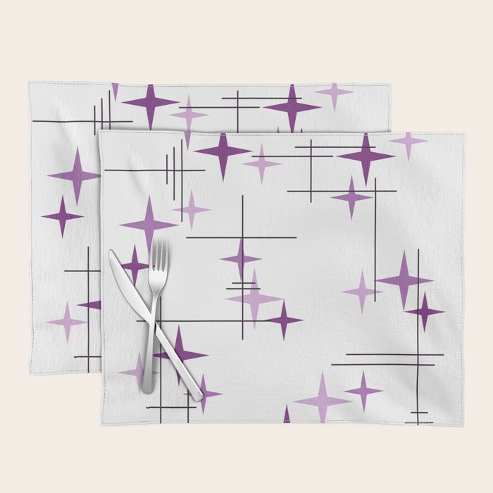 Mid Century Modern Stars Purple Placemat Gallery Image 1