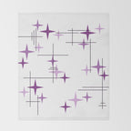 Mid Century Modern Stars Purple Throw Blanket Gallery Image 2