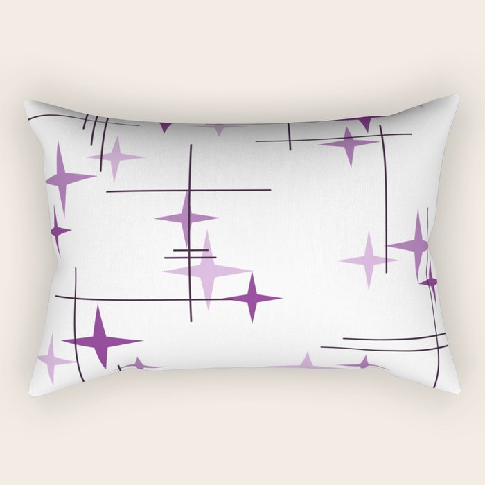 Mid Century Modern Stars Purple Rectangular Pillow Gallery Image 2