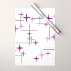Mid Century Modern Stars Purple Wrapping Paper Gallery Image 1