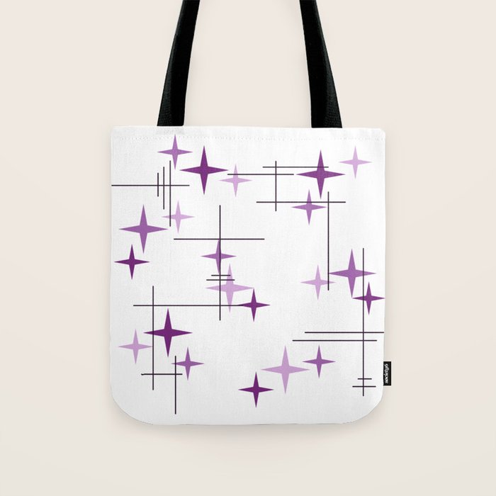 Mid Century Modern Stars Purple Tote Bag Gallery Image 1