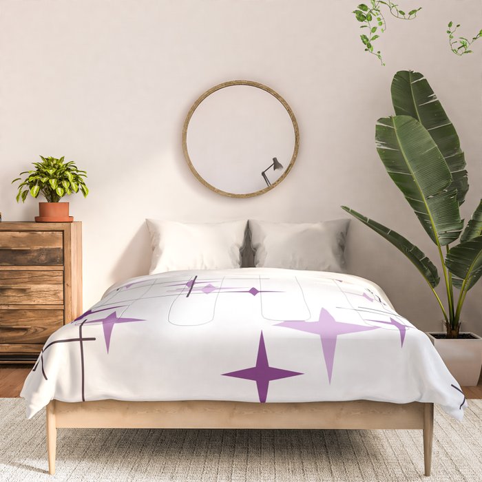 Mid Century Modern Stars Purple Comforter Gallery Image 3