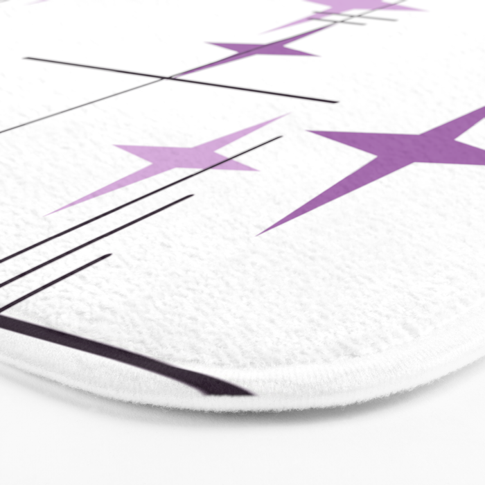 Mid Century Modern Stars Purple Bath Mat Gallery Image 3