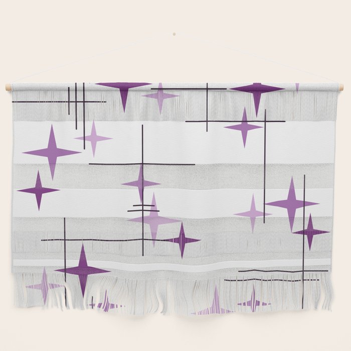 Mid Century Modern Stars Purple Wall Hanging Gallery Image 1