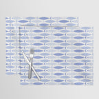 Fish Stripes - Mid Century Modern Pattern in Light Blue and White Placemat Gallery Image 1