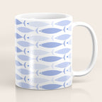 Fish Stripes - Mid Century Modern Pattern in Light Blue and White Coffee Mug Gallery Image 1