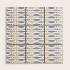 Fish Stripes - Mid Century Modern Pattern in Light Blue and White Wood Wall Art Gallery Image 1