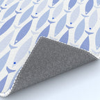 Fish Stripes - Mid Century Modern Pattern in Light Blue and White Rug Gallery Image 4
