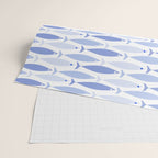 Fish Stripes - Mid Century Modern Pattern in Light Blue and White Wrapping Paper Gallery Image 2