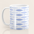 Fish Stripes - Mid Century Modern Pattern in Light Blue and White Coffee Mug Gallery Image 3