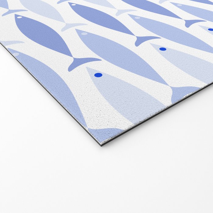 Fish Stripes - Mid Century Modern Pattern in Light Blue and White Welcome Mat Gallery Image 2