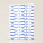 Fish Stripes - Mid Century Modern Pattern in Light Blue and White Stationery Card Gallery Image 2