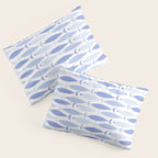 Fish Stripes - Mid Century Modern Pattern in Light Blue and White Pillow Sham Gallery Image 3