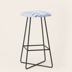 Fish Stripes - Mid Century Modern Pattern in Light Blue and White Stool Gallery Image 1