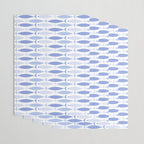Fish Stripes - Mid Century Modern Pattern in Light Blue and White Wrapping Paper Gallery Image 3