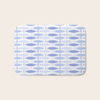 Fish Stripes - Mid Century Modern Pattern in Light Blue and White Bath Mat Gallery Image 1