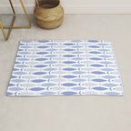 Fish Stripes - Mid Century Modern Pattern in Light Blue and White Rug Gallery Image 1