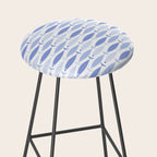 Fish Stripes - Mid Century Modern Pattern in Light Blue and White Stool Gallery Image 2