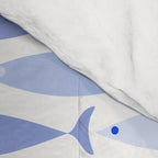 Fish Stripes - Mid Century Modern Pattern in Light Blue and White Comforter Gallery Image 4