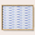 Fish Stripes - Mid Century Modern Pattern in Light Blue and White Serving Tray Gallery Image 1